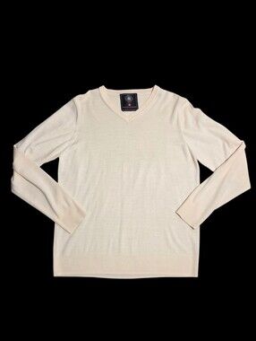 J. Press Wool Men's Sweater Yarn By Zegna Baruffa Cream White Medium Lightweight